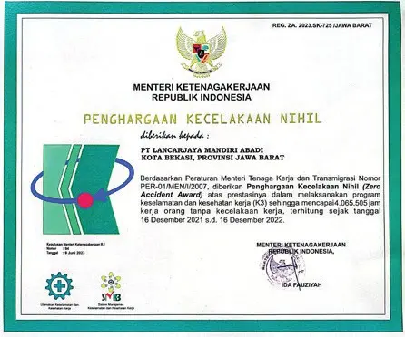 Penghargaan Kecelakaan Nihil — Kemnaker RI